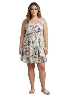 NWOT women's 2XL floral print tank top tunic sleeveless scoop neck multi